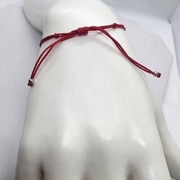 Sterling Silver 925 Hamsa Design With Red String Bracelet - Picture 3 of 3